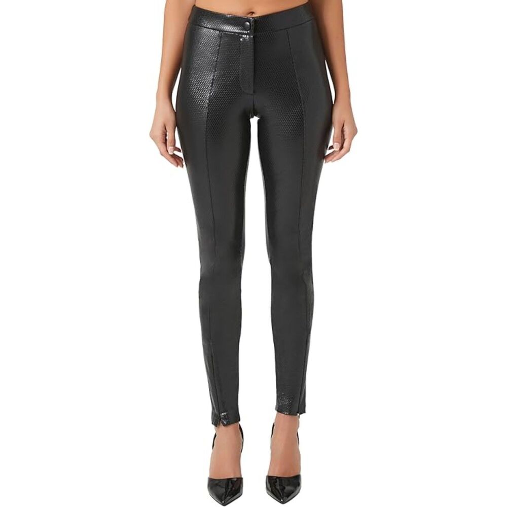 Forever 21 Womens Faux Leather High-Rise Skinny Pants, SIZE XL, 12J-177B001